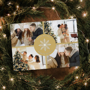 Festive Snowflake Christmas 4 Photo Real Foil Holiday Card
