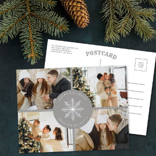 Festive Snowflake Christmas 4 Photo Real Foil Holiday Postcard