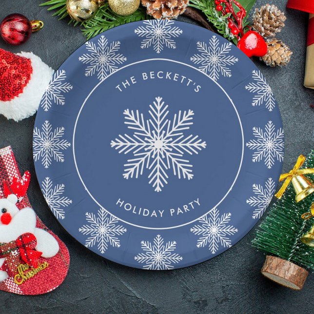 Festive Snowflake Christmas Holiday Party Paper Plate (Creator Uploaded)