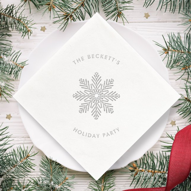 Festive Snowflake Christmas Holiday Party Real Foil Napkins (Creator Uploaded)