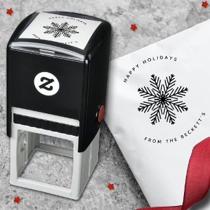 Festive Snowflake Christmas Holiday Self-inking Stamp