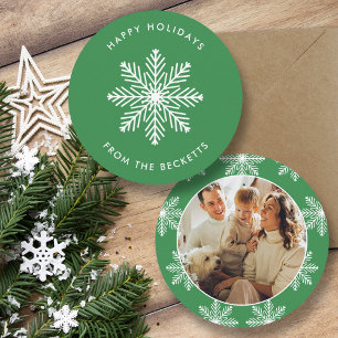 Festive Snowflake Christmas Photo Holiday Card