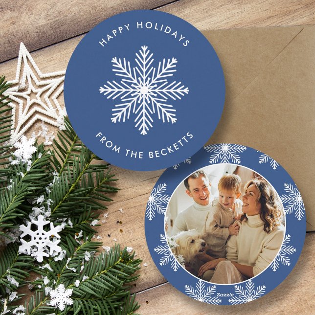 Festive Snowflake Christmas Photo Holiday Card (Creator Uploaded)