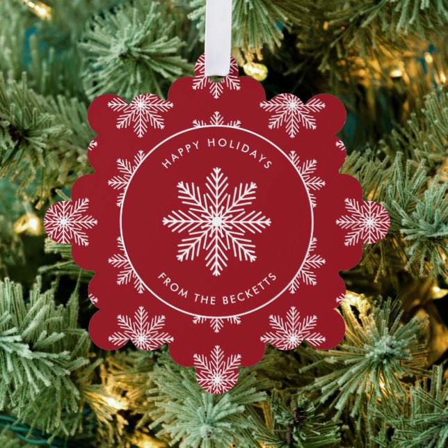 Festive Snowflake Christmas Photo Tree Decoration Card (Insitu (Tree))