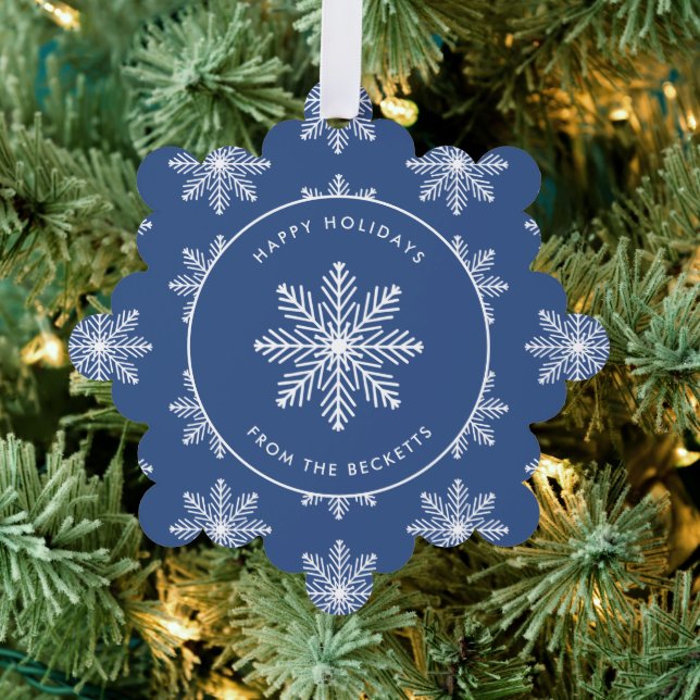 Festive Snowflake Christmas Photo Tree Decoration Card (Insitu (Tree))