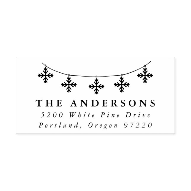 Festive Snowflake Garland Return Address Self-inking Stamp (Design)