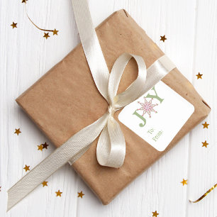 Festive Snowflake Joy Colourful Holiday To From Square Sticker