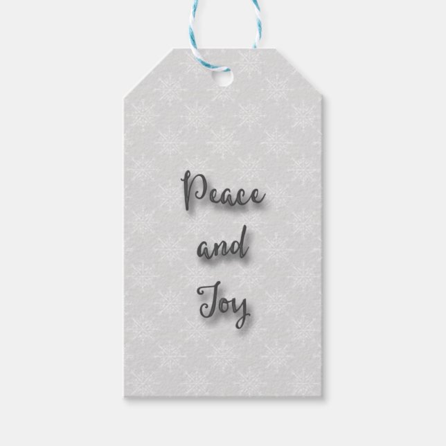 Festive Snowflake Peace & Joy Gift Tag (Front)
