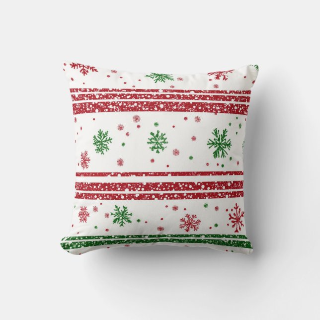 Festive Snowflake Stripe Cushion (Front)