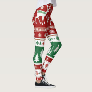 Festive Snowflake Ugly Sweater Leggings, Holidays Leggings