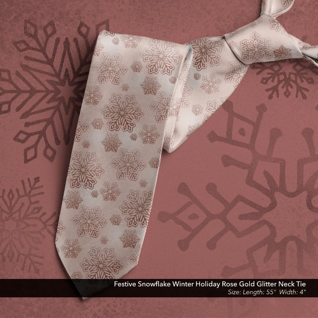 Festive Snowflake Winter Holiday Rose Gold Glitter Tie (Festive Snowflake Winter Holiday Rose Gold Glitter Neck Tie)