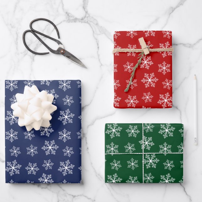 Festive Snowflake Wrapping Paper Sheet Set (Front)