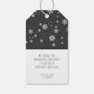Festive Snowflakes Message Grey Christmas Holiday Gift Tags