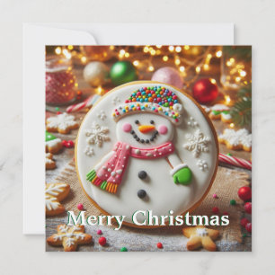Festive Snowman Christmas Cookie Holiday Card