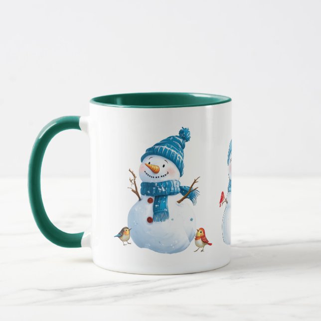 Festive Snowman Christmas Holiday Winter Design Mug (Left)