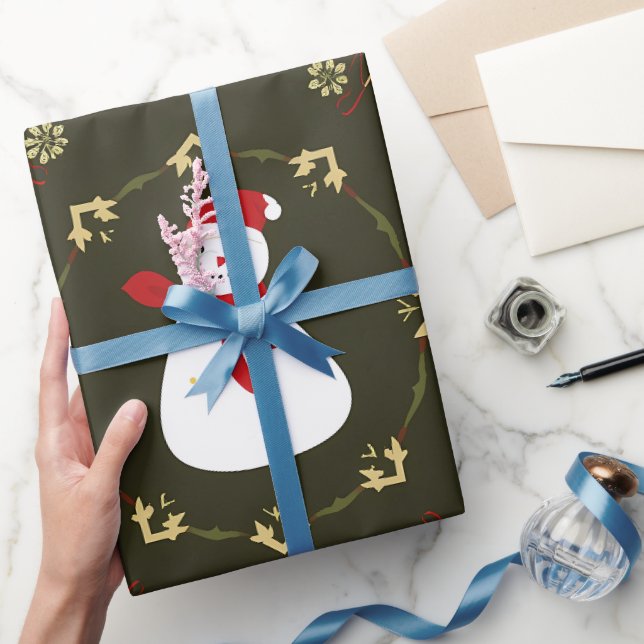 Festive Snowman Christmas Pattern Wrapping Paper (Gifting)