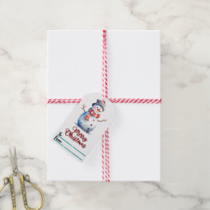 Festive snowman Christmas tags for holiday gifts