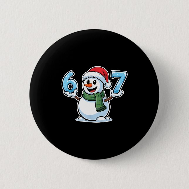 Festive Snowman Christmas Winter Cheer 67 Number  6 Cm Round Badge (Front)