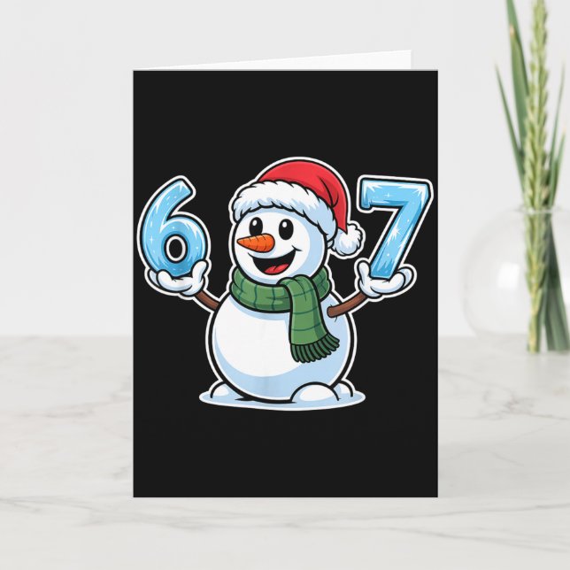 Festive Snowman Christmas Winter Cheer 67 Number  Card (Front)