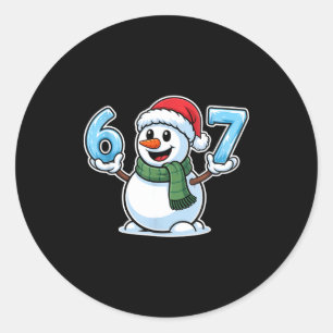 Festive Snowman Christmas Winter Cheer 67 Number Classic Round Sticker