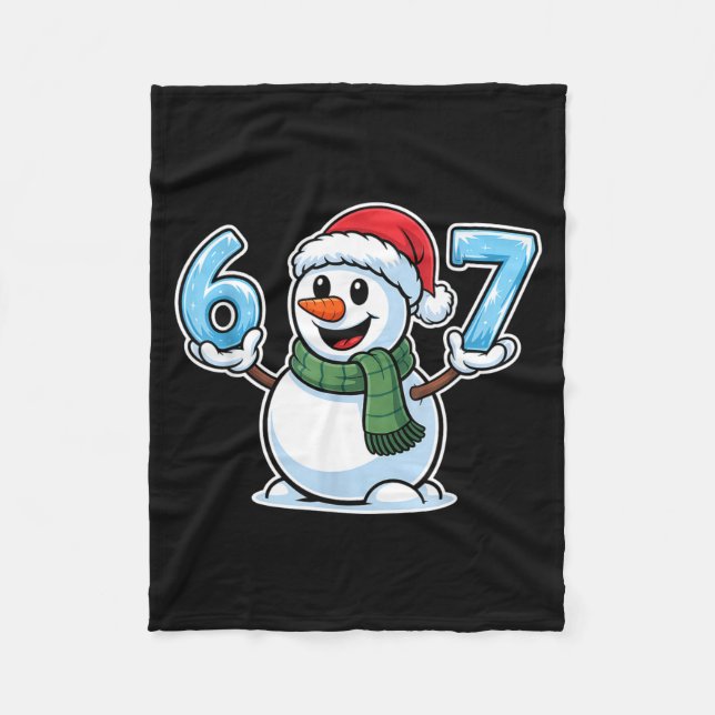 Festive Snowman Christmas Winter Cheer 67 Number  Fleece Blanket (Front)