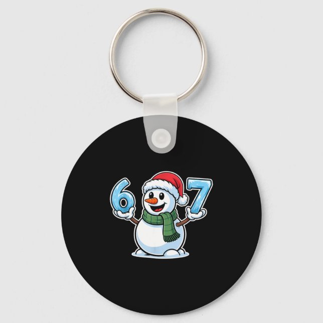 Festive Snowman Christmas Winter Cheer 67 Number  Key Ring (Front)
