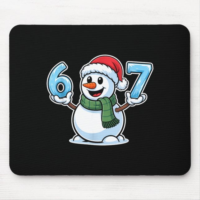 Festive Snowman Christmas Winter Cheer 67 Number  Mouse Mat (Front)
