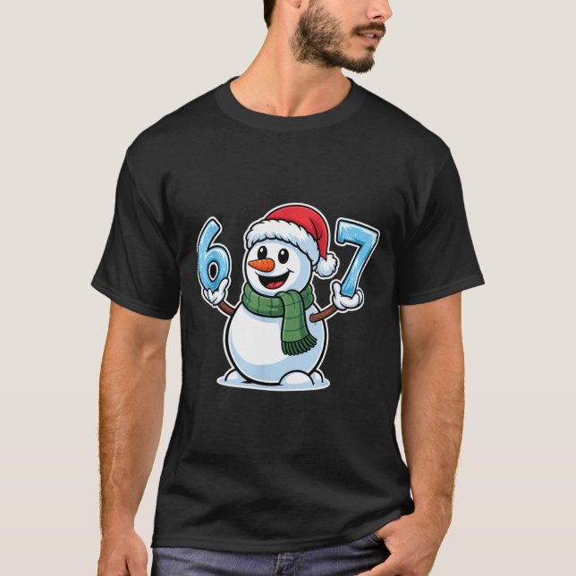 Festive Snowman Christmas Winter Cheer 67 Number  T-Shirt (Front)