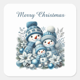 Festive snowman customizable Merry Christmas Square Sticker