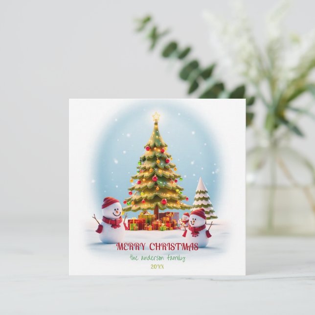 Festive Snowman Delight, Christmas Card (Standing Front)