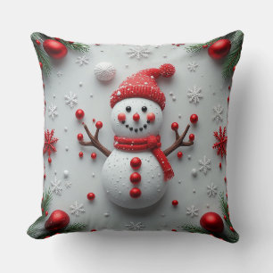 Festive Snowman Design with Christmas Decorations Cushion
