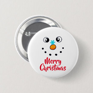 Festive Snowman Face Merry Christmas 6 Cm Round Badge