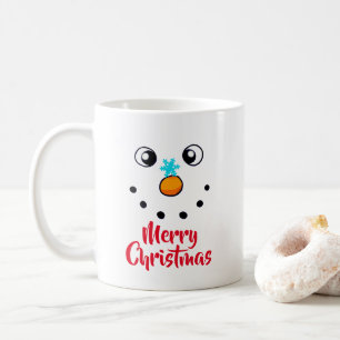 Festive Snowman Face Merry Christmas Coffee Mug