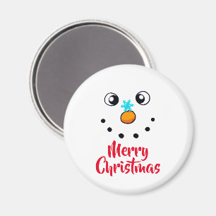 Festive Snowman Face Merry Christmas Magnet