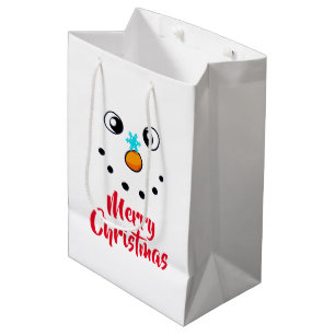 Festive Snowman Face Merry Christmas Medium Gift Bag