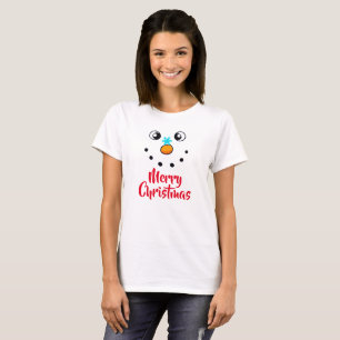 Festive Snowman Face Merry Christmas T-Shirt