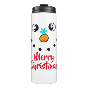 Festive Snowman Face Merry Christmas Thermal Tumbler
