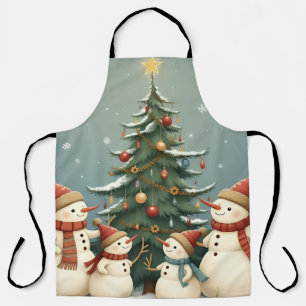 Festive Snowman Family Christmas Collection Apron
