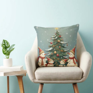 Festive Snowman Family Christmas Collection Cushion