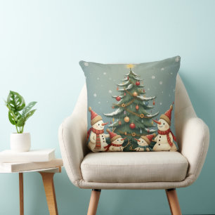 Festive Snowman Family Christmas Collection Cushion