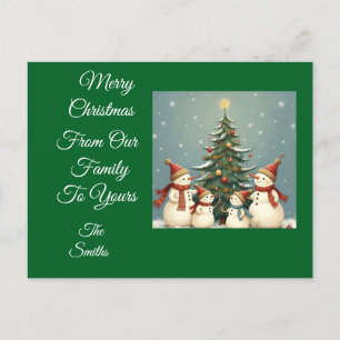 Festive Snowman Family Christmas Collection Holiday Postcard