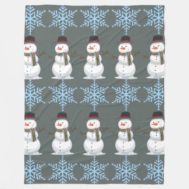 Festive Snowman Fleece Blanket (Front)