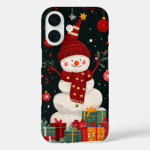 Festive Snowman Gifts, Ornaments Starry Scarf Xmas iPhone 16 Case