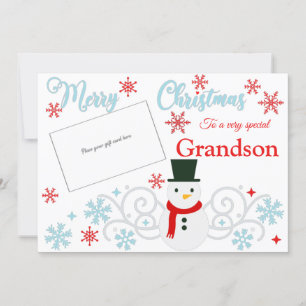 Festive Snowman Grandson Gift Card Holder