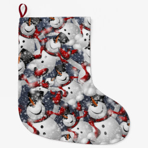 Festive Snowman Kids Large Christmas Stocking