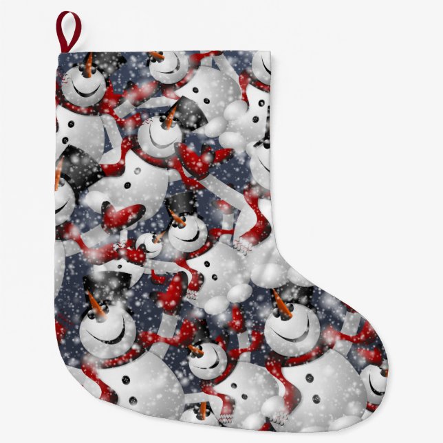 Festive Snowman Kids Large Christmas Stocking (Front)