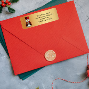 Festive Snowman on Gold Christmas