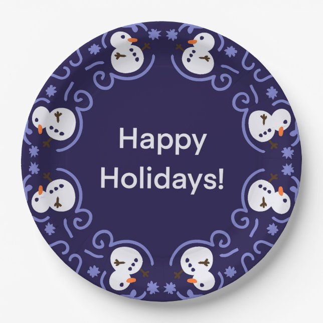Festive Snowman  Paper Plate (Front)