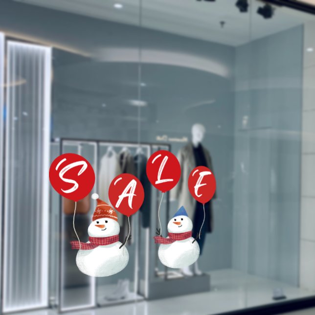 Festive Snowman SALE Holiday Vibes Store  Window Cling (Festive Snowman SALE Holiday Vibes Store Window Cling)