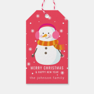 Festive Snowman Snowflakes Personalised Gift Tags